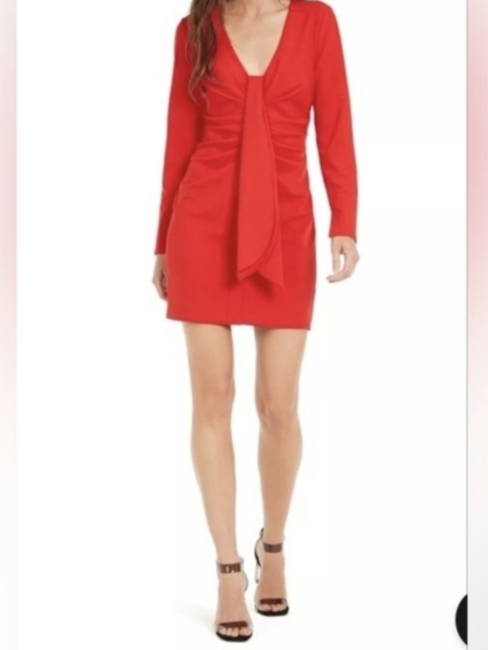 NWT INC..Elegant Red Long Sleeve Mini Dress..SIZE:L